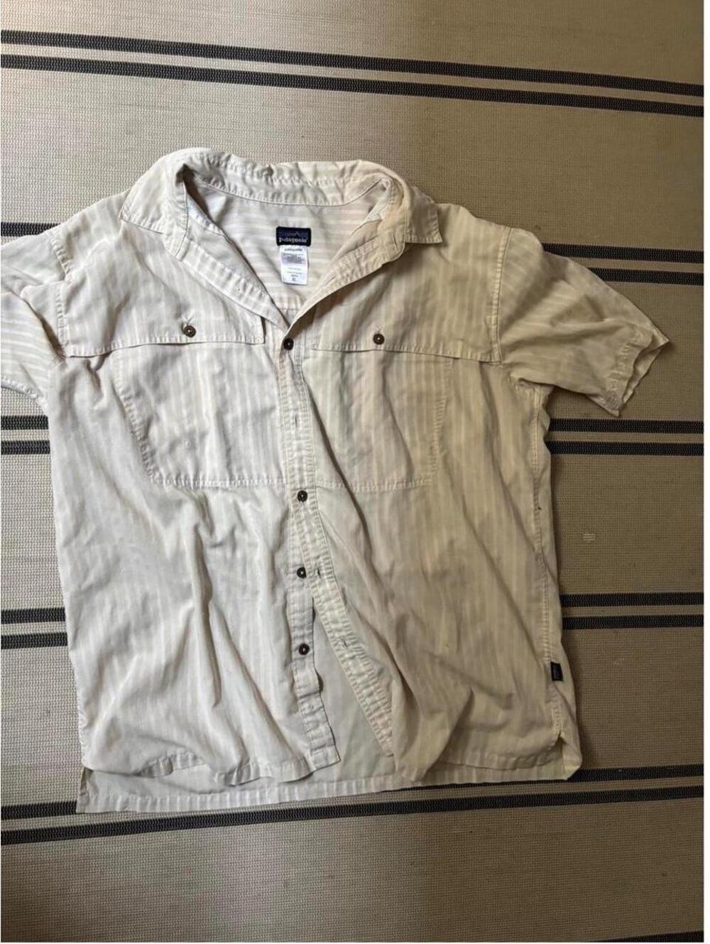 Patagonia Men's Cream and Tan Shirt